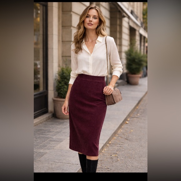 Chic Velvet Corduroy Pencil Skirt - Picture 1 of 3